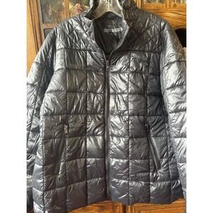 Steve Madden Women's Light Weight Puffer Jacket Zip Up Front Pockets Black XL